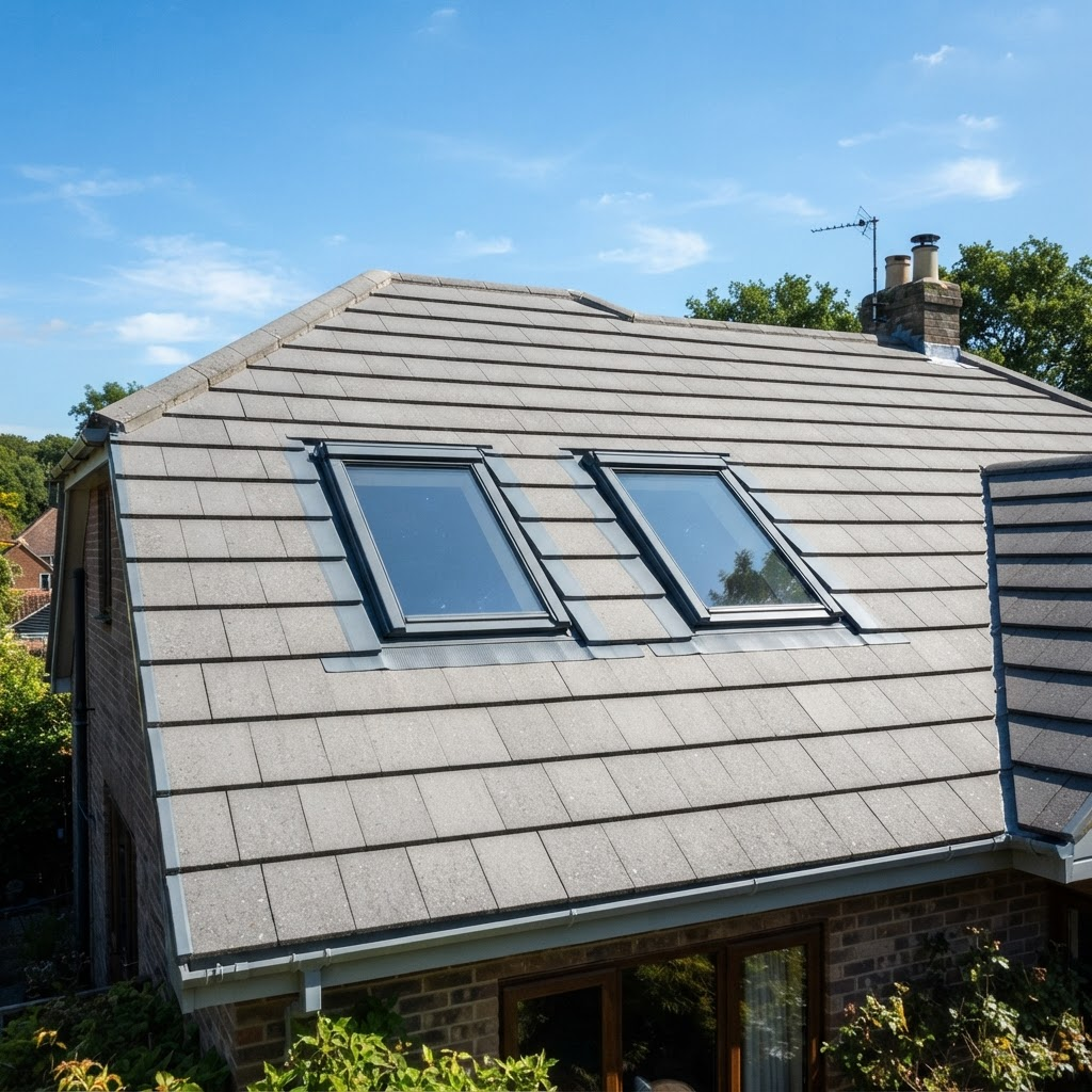 Velux roof windows installed in a tiled roof